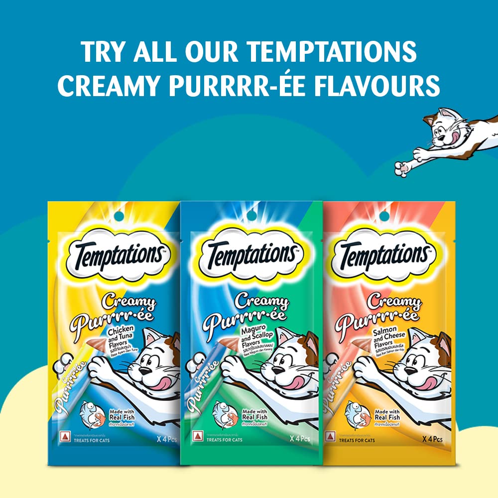 Temptations Cat Creamy Purrrr-Ee, Maguro & Scallop Flavour, Adult - Image 3