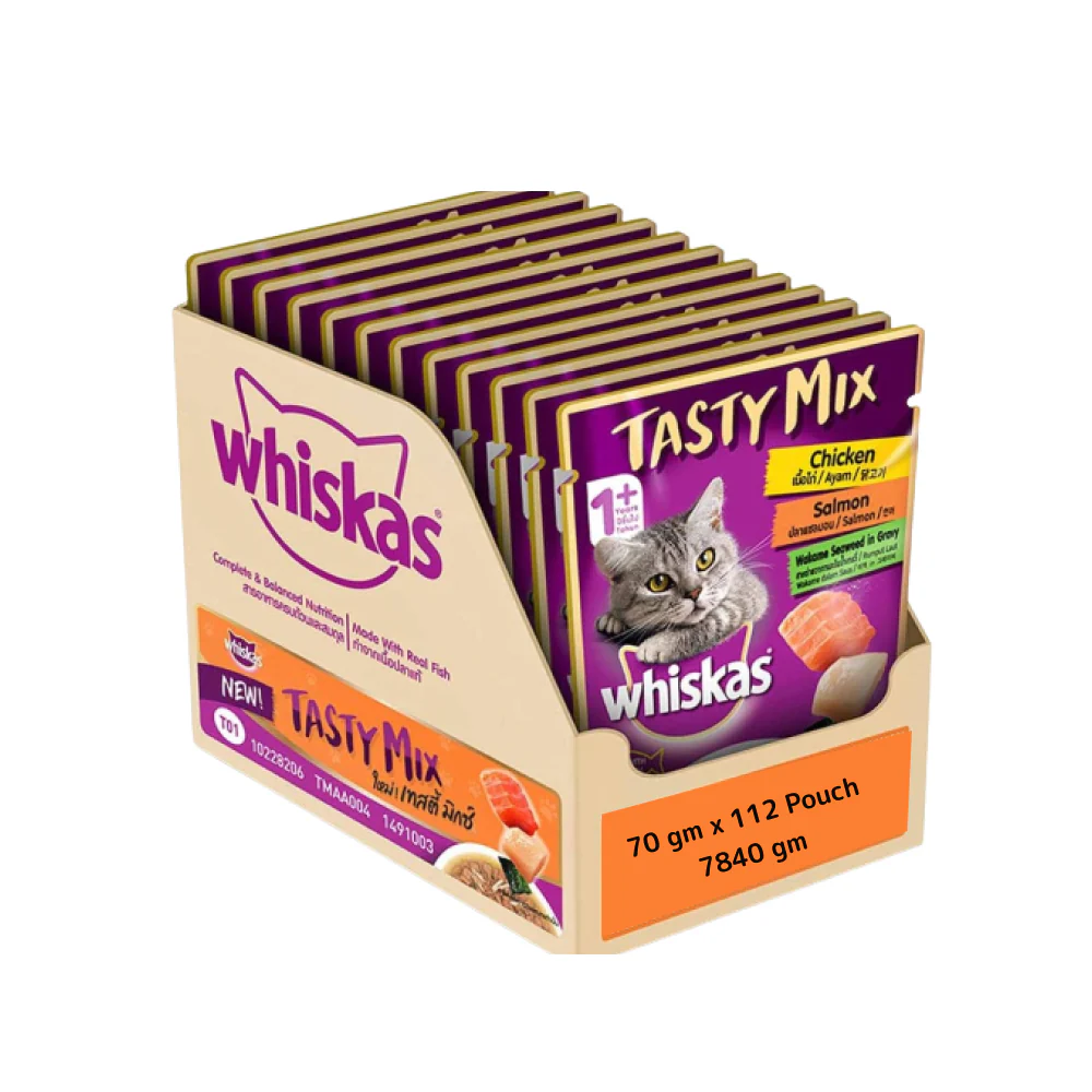 Whiskas Chicken With Salmon Wakame Seaweed in Gravy Tasty Mix Adult Cat Wet Food - Image 7