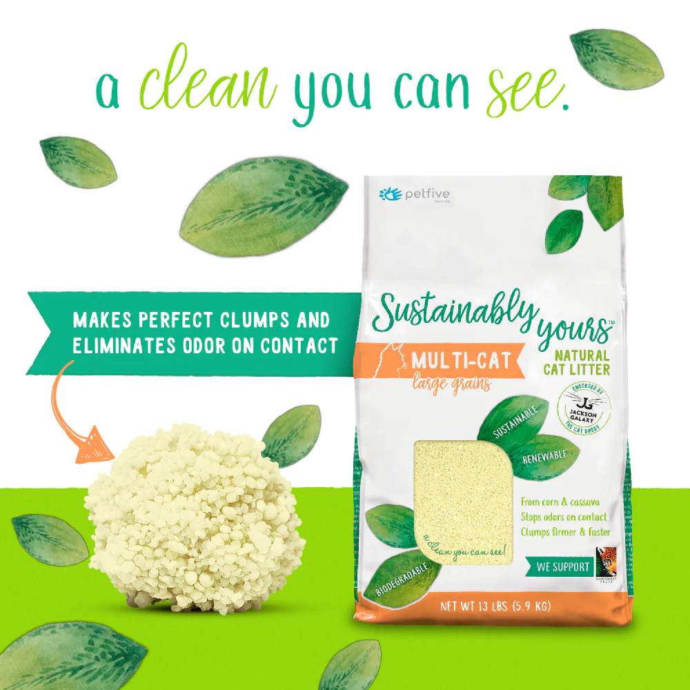 Sustainably Yours Multi Cat Unscented Large Grains Cat Litter - Image 2